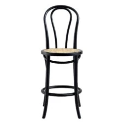 Camille Elm Wood And Rattan Bentwood Counter Stool, Black 11 Camille Elm Wood And Rattan Bentwood Counter Stool, Black -Daals BCH 003 BLACK WB2