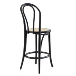 Camille Elm Wood And Rattan Bentwood Counter Stool, Black 14 Camille Elm Wood And Rattan Bentwood Counter Stool, Black -Daals BCH 003 BLACK WB4