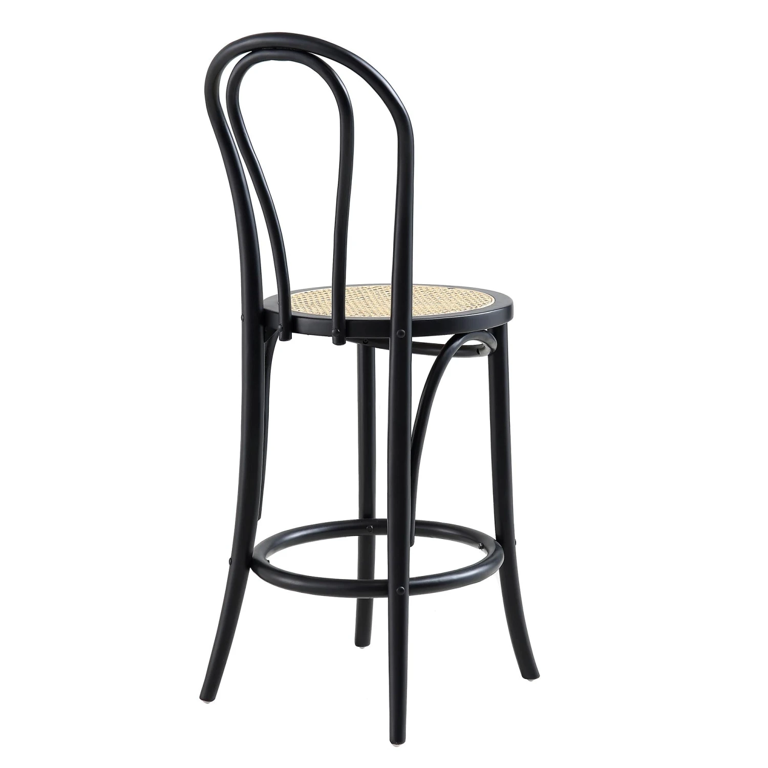 Camille Elm Wood And Rattan Bentwood Counter Stool, Black 6 Camille Elm Wood And Rattan Bentwood Counter Stool, Black - Image 6