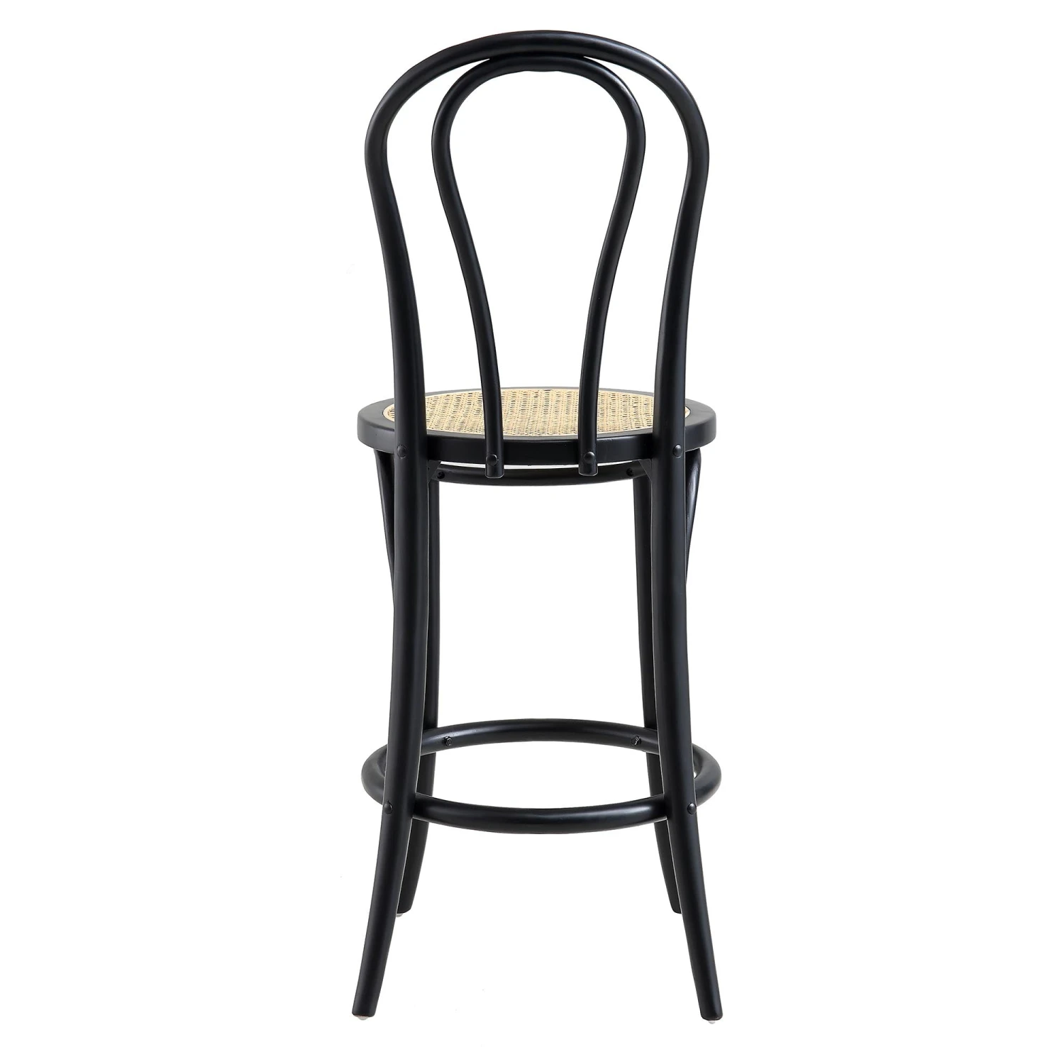 Camille Elm Wood And Rattan Bentwood Counter Stool, Black 7 Camille Elm Wood And Rattan Bentwood Counter Stool, Black - Image 7