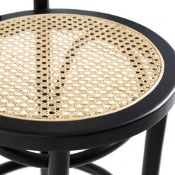 Camille Elm Wood And Rattan Bentwood Counter Stool, Black 17 Camille Elm Wood And Rattan Bentwood Counter Stool, Black -Daals BCH 003 BLACK detail2