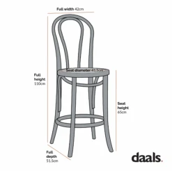 Camille Elm Wood And Rattan Bentwood Counter Stool, Black 12 Camille Elm Wood And Rattan Bentwood Counter Stool, Black -Daals BCH 003 CHART 1