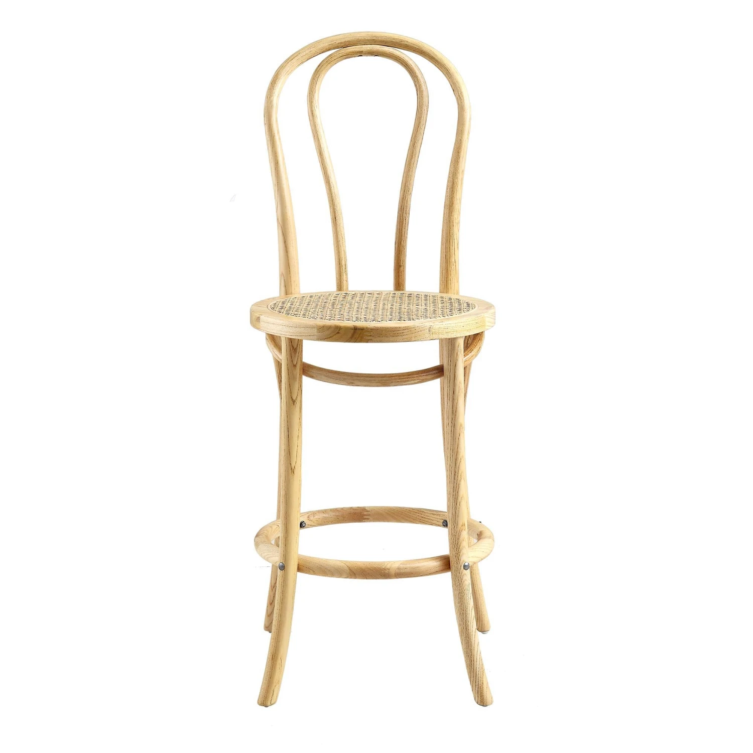 Camille Elm Wood And Rattan Bentwood Counter Stool, Natural 3 Camille Elm Wood And Rattan Bentwood Counter Stool, Natural - Image 3
