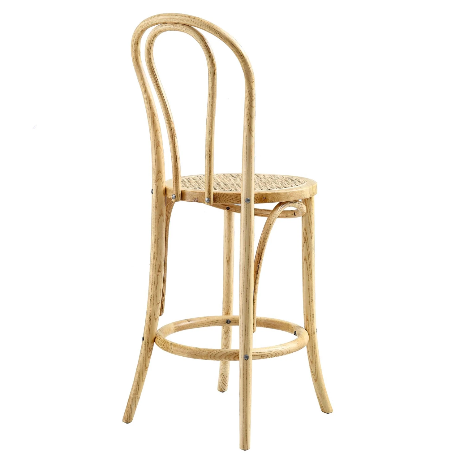Camille Elm Wood And Rattan Bentwood Counter Stool, Natural 6 Camille Elm Wood And Rattan Bentwood Counter Stool, Natural - Image 6