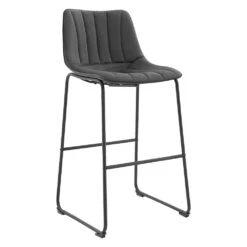 Sutton Set Of 2 Barstools With Fluted Back (Grey Velvet) -Daals BCH 2099 GREY VEL 2P WB1