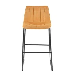 Sutton Set Of 2 Barstools With Fluted Back (Mustard Velvet) -Daals BCH 2099 MUSTARD VEL 2P WB3