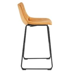 Sutton Set Of 2 Barstools With Fluted Back (Mustard Velvet) -Daals BCH 2099 MUSTARD VEL 2P WB4