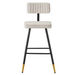 Charlecote Set Of 2 Champagne Colour Velvet Upholstered Bar Stools -Daals BCH 2127 CHAMP VEL 2P WB3