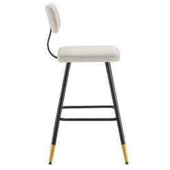 Charlecote Set Of 2 Champagne Colour Velvet Upholstered Bar Stools -Daals BCH 2127 CHAMP VEL 2P WB5