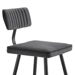Charlecote Set Of 2 Dark Grey Velvet Upholstered Bar Stools -Daals BCH 2127 DARKGREY VEL 2P detail1