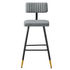 Charlecote Set Of 2 Light Grey Fabric Upholstered Bar Stools -Daals BCH 2127 LIGHTGREY FAB 2P WB3