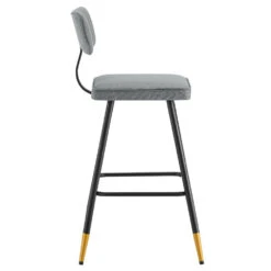Charlecote Set Of 2 Light Grey Fabric Upholstered Bar Stools -Daals BCH 2127 LIGHTGREY FAB 2P WB5