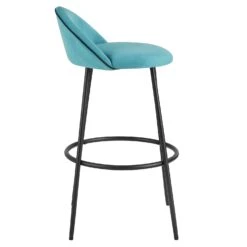 Barton Set Of 2 Blue Velvet Upholstered Bar Stools With Contrast Piping -Daals BCH 2129 BLUEVEL 2P WB3