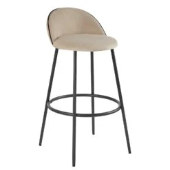 Barton Set Of 2 Champagne Velvet Upholstered Bar Stools With Contrast Piping -Daals BCH 2129 CHAMP VEL 2P WB2