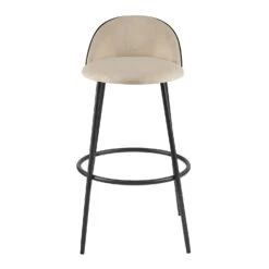 Barton Set Of 2 Champagne Velvet Upholstered Bar Stools With Contrast Piping -Daals BCH 2129 CHAMP VEL 2P WB3