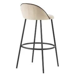 Barton Set Of 2 Champagne Velvet Upholstered Bar Stools With Contrast Piping -Daals BCH 2129 CHAMP VEL 2P WB5