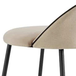 Barton Set Of 2 Champagne Velvet Upholstered Bar Stools With Contrast Piping -Daals BCH 2129 CHAMP VEL 2P detail1