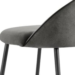 Barton Set Of 2 Grey Velvet Upholstered Bar Stools With Contrast Piping -Daals BCH 2129 GREY VEL 2P detail1
