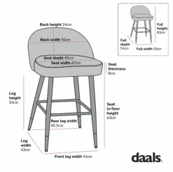 Miyae Set Of 2 Pleated Champagne Beige Velvet Upholstered Counter Stools -Daals BCH 2148 2P CHART 4