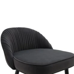 Miyae Set Of 2 Pleated Charcoal Velvet Upholstered Counter Stools -Daals BCH 2148 CHARCOAL VEL 2P detail1