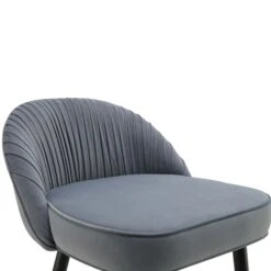 Miyae Set Of 2 Pleated Light Grey Velvet Upholstered Counter Stools -Daals BCH 2148 LIGHTGREY VEL 2P detail1
