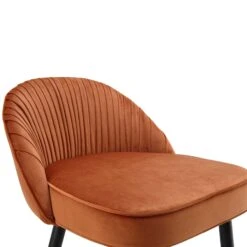Miyae Set Of 2 Pleated Burnt Orange Velvet Upholstered Counter Stools -Daals BCH 2148 ORANGE VEL 2P detail1