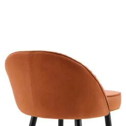 Miyae Set Of 2 Pleated Burnt Orange Velvet Upholstered Counter Stools -Daals BCH 2148 ORANGE VEL 2P detail2