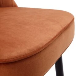 Miyae Set Of 2 Pleated Burnt Orange Velvet Upholstered Counter Stools -Daals BCH 2148 ORANGE VEL 2P detail4