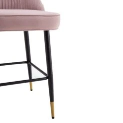 Miyae Set Of 2 Pleated Pale Pink Velvet Upholstered Counter Stools -Daals BCH 2148 PINK VEL 2P detail3