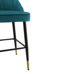 Miyae Set Of 2 Pleated Teal Velvet Upholstered Counter Stools -Daals BCH 2148 TEAL VEL 2P detail3