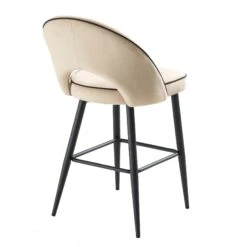 Oakley Set Of 2 Champagne Velvet Upholstered Counter Stools With Contrast Piping -Daals BCH 2155 CHAMP VEL 2P WB6