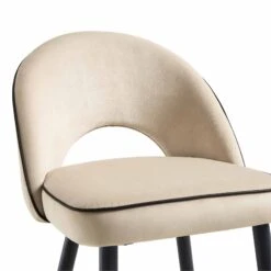 Oakley Set Of 2 Champagne Velvet Upholstered Counter Stools With Contrast Piping -Daals BCH 2155 CHAMP VEL 2P detail1