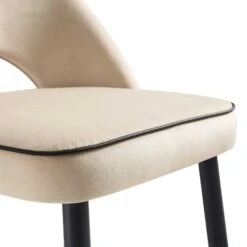 Oakley Set Of 2 Champagne Velvet Upholstered Counter Stools With Contrast Piping -Daals BCH 2155 CHAMP VEL 2P detail2