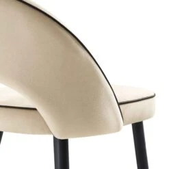 Oakley Set Of 2 Champagne Velvet Upholstered Counter Stools With Contrast Piping -Daals BCH 2155 CHAMP VEL 2P detail4