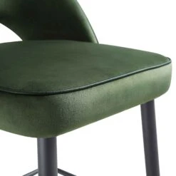 Oakley Set Of 2 Dark Green Velvet Upholstered Counter Stools With Contrast Piping -Daals BCH 2155 DARKGREEN VEL 2P detail2