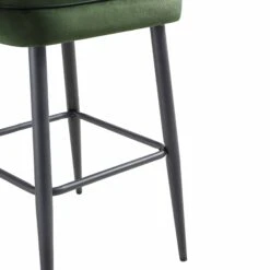 Oakley Set Of 2 Dark Green Velvet Upholstered Counter Stools With Contrast Piping -Daals BCH 2155 DARKGREEN VEL 2P detail3