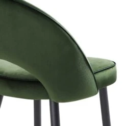 Oakley Set Of 2 Dark Green Velvet Upholstered Counter Stools With Contrast Piping -Daals BCH 2155 DARKGREEN VEL 2P detail4