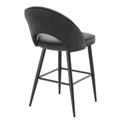 Oakley Set Of 2 Dark Grey Velvet Upholstered Counter Stools With Contrast Piping -Daals BCH 2155 GREY VEL 2P WB6