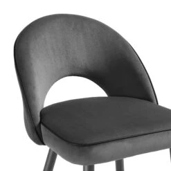 Oakley Set Of 2 Dark Grey Velvet Upholstered Counter Stools With Contrast Piping -Daals BCH 2155 GREY VEL 2P detail1