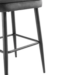 Oakley Set Of 2 Dark Grey Velvet Upholstered Counter Stools With Contrast Piping -Daals BCH 2155 GREY VEL 2P detail3