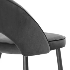 Oakley Set Of 2 Dark Grey Velvet Upholstered Counter Stools With Contrast Piping -Daals BCH 2155 GREY VEL 2P detail4