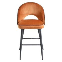 Oakley Set Of 2 Orange Velvet Upholstered Counter Stools With Contrast Piping 14 Oakley Set Of 2 Orange Velvet Upholstered Counter Stools With Contrast Piping -Daals BCH 2155 ORANGE VEL 2P WB2