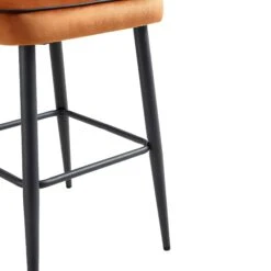 Oakley Set Of 2 Orange Velvet Upholstered Counter Stools With Contrast Piping 22 Oakley Set Of 2 Orange Velvet Upholstered Counter Stools With Contrast Piping -Daals BCH 2155 ORANGE VEL 2P detail3
