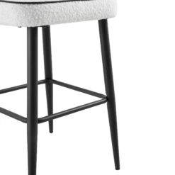 Oakley Set Of 2 White Boucle Upholstered Counter Stools With Contrast Piping -Daals BCH 2155 WHITE BOUCLE 2P detail3