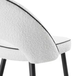 Oakley Set Of 2 White Boucle Upholstered Counter Stools With Contrast Piping -Daals BCH 2155 WHITE BOUCLE 2P detail4