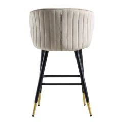 Langham Set Of 2 Champagne Velvet Upholstered Carver Counter Stools -Daals BCH 2170 CHAMP VEL 2P WB7