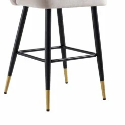 Langham Set Of 2 Champagne Velvet Upholstered Carver Counter Stools -Daals BCH 2170 CHAMP VEL 2P detail4