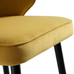 Langham Set Of 2 Mustard Velvet Upholstered Carver Counter Stools -Daals BCH 2170 MUSTARD VEL 2P detail3
