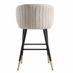 Langham Set Of 2 Oatmeal Woven Fabric Upholstered Carver Counter Stools -Daals BCH 2170 TAUPE WOV 2P WB7
