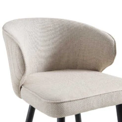 Langham Set Of 2 Oatmeal Woven Fabric Upholstered Carver Counter Stools -Daals BCH 2170 TAUPE WOV 2P detail1